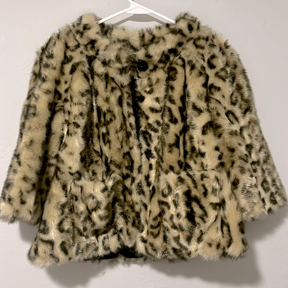 Elevenses Faux Fur Leopard Print Coat